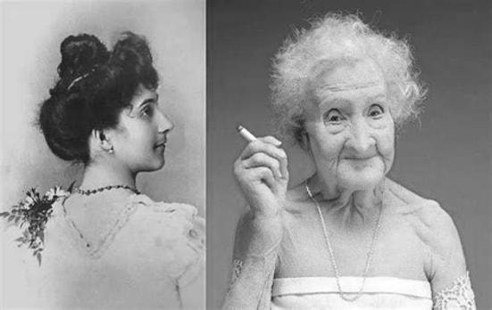 Jeanne Louise Calment young and elderly, the longest confirmed human lifespan at 122 years